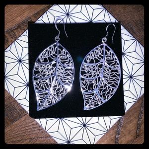 Silver Leaf Dangle Earrings